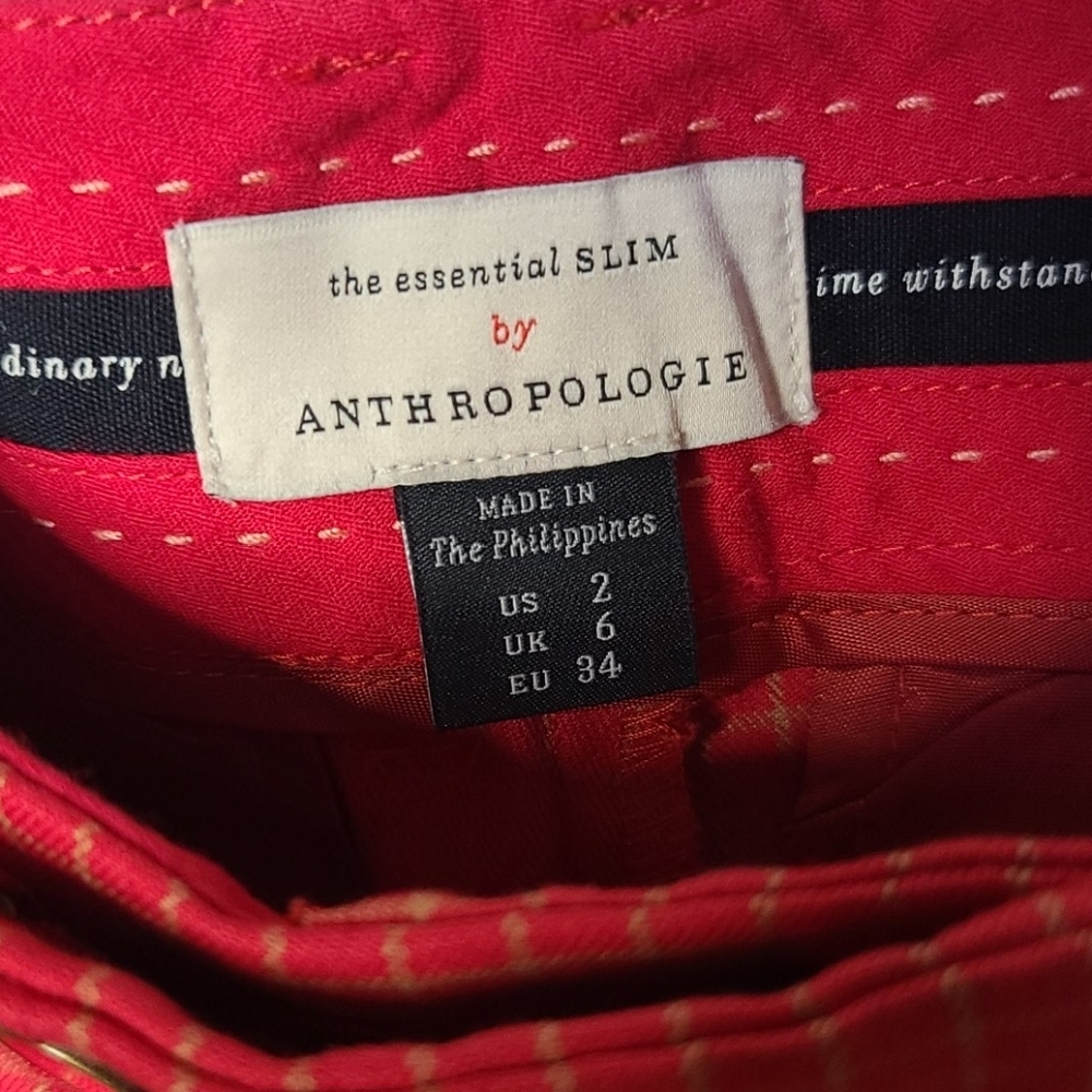 NWT Anthropologie straight leg checkered red career business work pants sz 2 - Picture 10 of 11